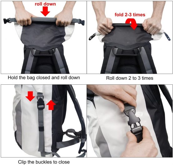 Lomo Dry Bag Daysack 30L - White Waterproof Rucksack Roll Down DryBag - Image 4