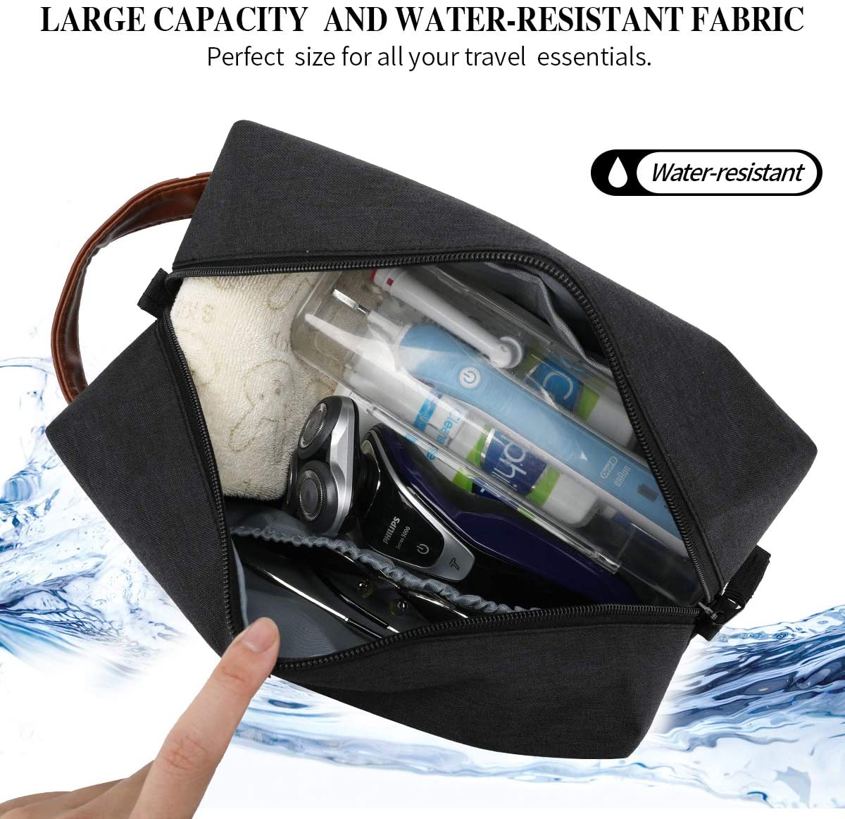 KK Water - Resistant Hanging Toiletry Travel Bag - Spacious Black Gym, Shaving, Make Up Bag for Men & Women - Image 4