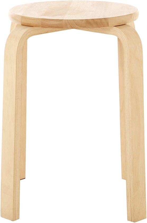 Premier Housewares Wooden Stool Small Stool Stacking Stools Tropical Hevea Wood Stool Anti-Fungal Wooden Stacking Stools 44 X 37 X 37 Cm