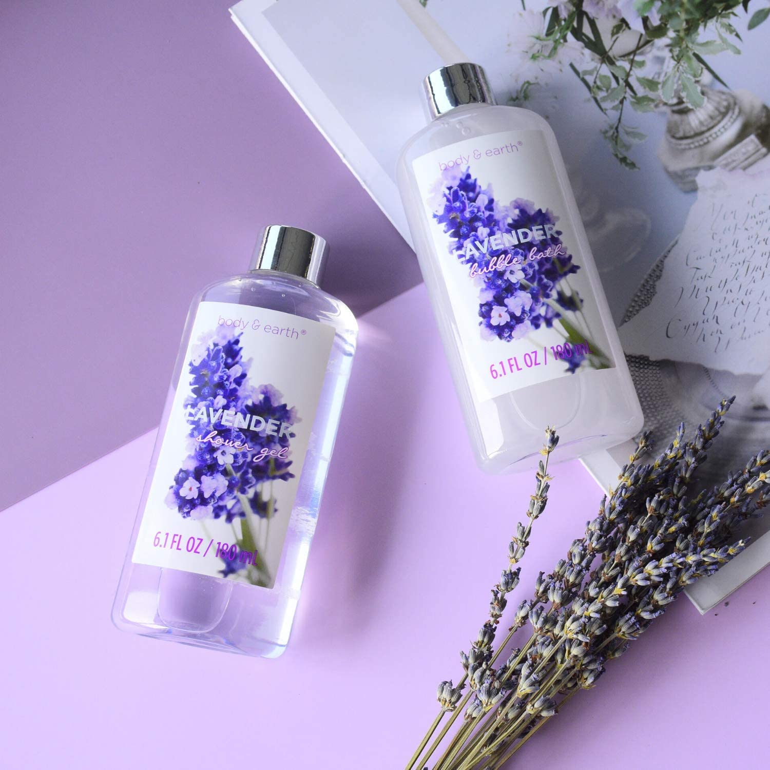 BODY & EARTH Spa Gift Sets for Women 11 Pcs Lavender Bath Set including Shower Gel, Bubble Bath, Body Lotion - Image 2