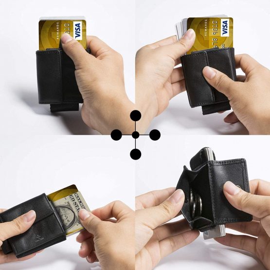 Pocket1 Clip Coin Compartment - Fast Card Slot - Slim Wallet Black I up to 14 Credit Cards - Image 3