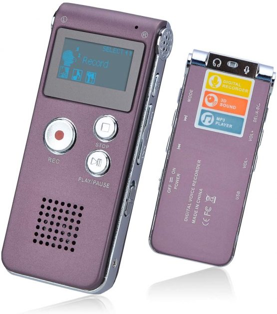 Lychee 8GB Voice Recorder USB Rechargeable Dictaphone LCD Recorder with Multifunctional Digital Audio and MP3 Player (Wine Red) - Image 2