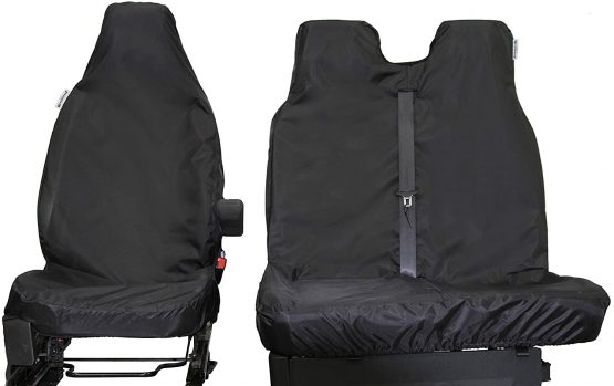Waterproof Seat Cover Co | Heavy Duty | Semi Tailored Van Seat Cover Set | Driver & Double Passenger Seats | BLACK | AIRBAG COMPATIBLE
