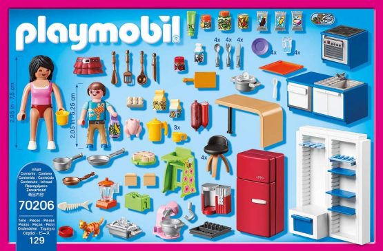 PLAYMOBIL Dollhouse 70206 Family Kitchen, for Children Ages 4+ - Image 3