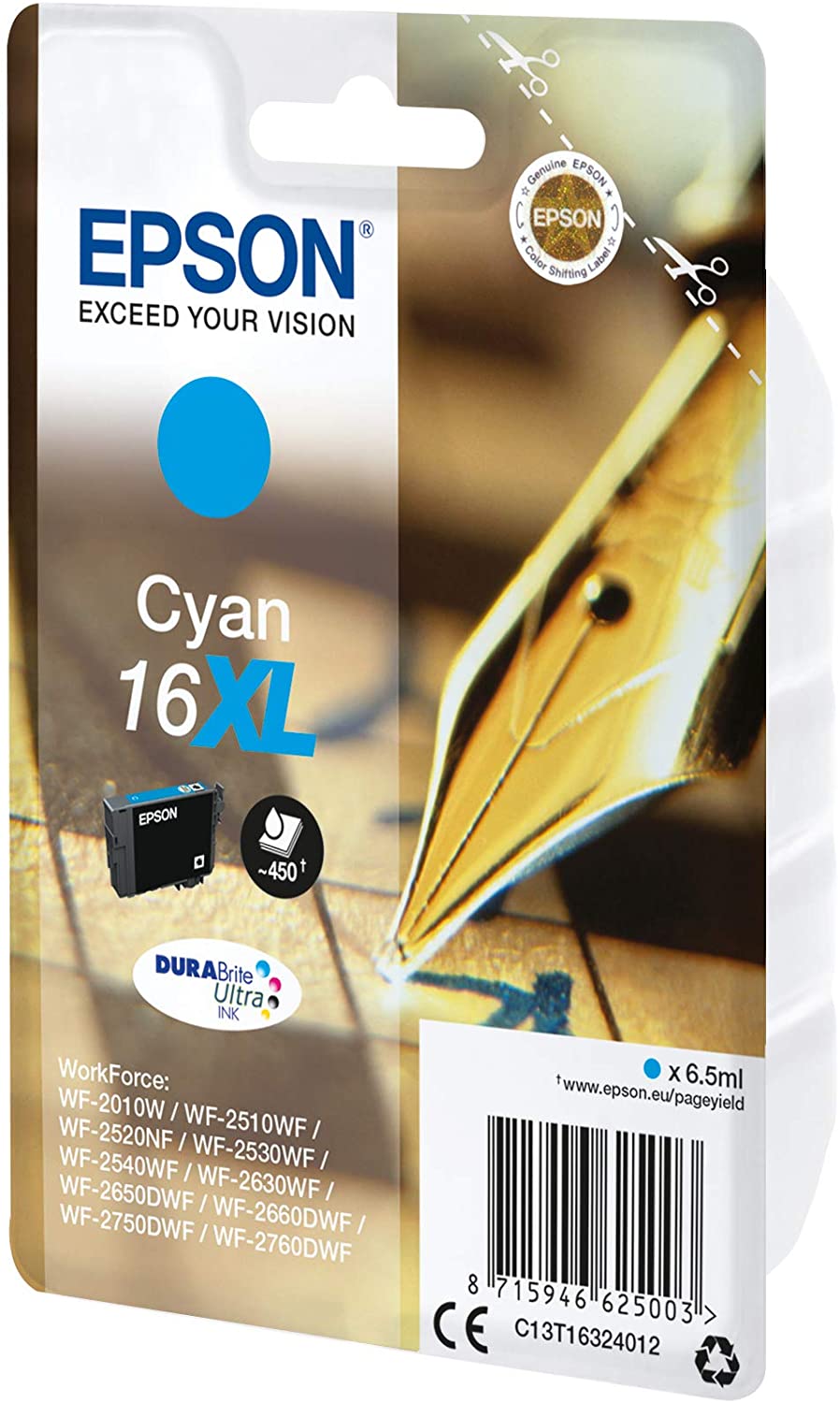 Epson 16XL Cyan Pen & Crossword High Yield Genuine, DURABrite Ultra Ink, XL High Capacity - Image 2
