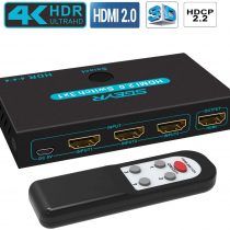 HDMI Switch 2.0 SGEYR HDMI Switcher 3 In 1 Out HDMI Splitter with IR Remote Control Support 4K @ 60Hz HDCP2.2 HDR 3D 1080P for PS4 Pro Xbox PC