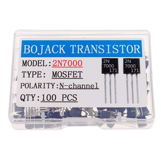 BOJACK 2N7000 MOSFET Transistor 200mA 60V N-channel Feld Effect Transistor TO-92 (Pack of 100 Pcs)