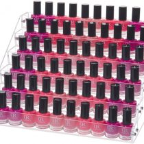 Benbilry Acrylic Nail Polish Organiser 6 Tier Clear Nail Polish Holder 66 Bottles Essential Oils Organiser Shelves Display Rack Stand(6 Tiers)