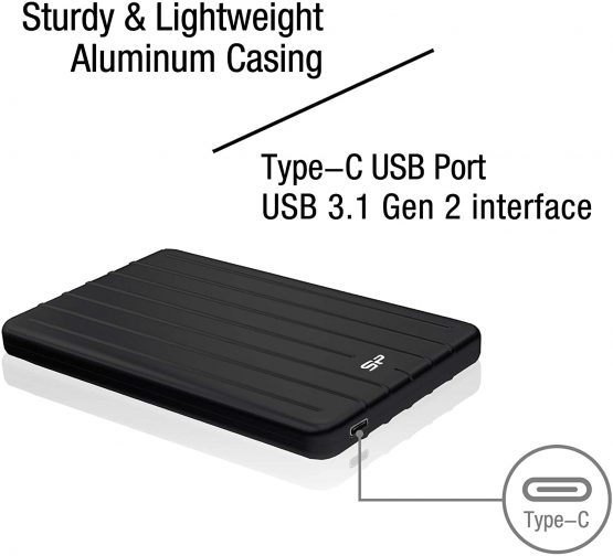 Silicon Power 512GB Rugged Portable External SSD Bolt B75 Pro USB 3.1 Gen 2 with USB-C to USB-C/USB-A Cables, Black - Image 4