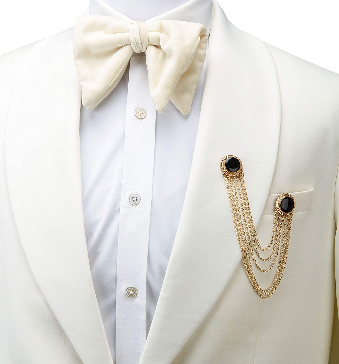 Knighthood Gold and Black Enamel and Set of Hanging Chain Detailing Formal Lapel Pin Badge Coat Suit Wedding Gift Party Shirt Collar Accessories Brooch for Men - Image 2