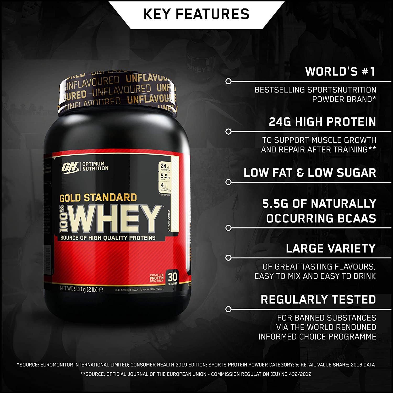 Optimum Nutrition Gold Standard 100% Whey Muscle Building and Recovery Protein Powder With Naturally Occurring Glutamine and BCAA Amino Acids - Image 3
