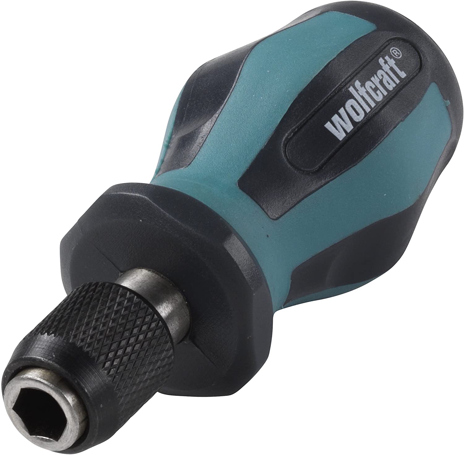 wolfcraft Hand Screwdriver with Bit Socket, Short I 1239000 I for Tight Work Spaces, Black, 76x54x22mm