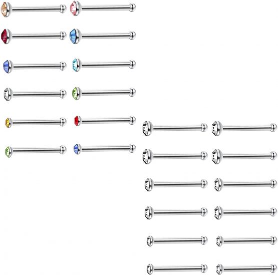 Milacolato 60-120pcs Stainless Steel Nose Studs Rings Piercing Pin Body Jewelry 22G 1.5mm 2mm 2.5mm - Image 4