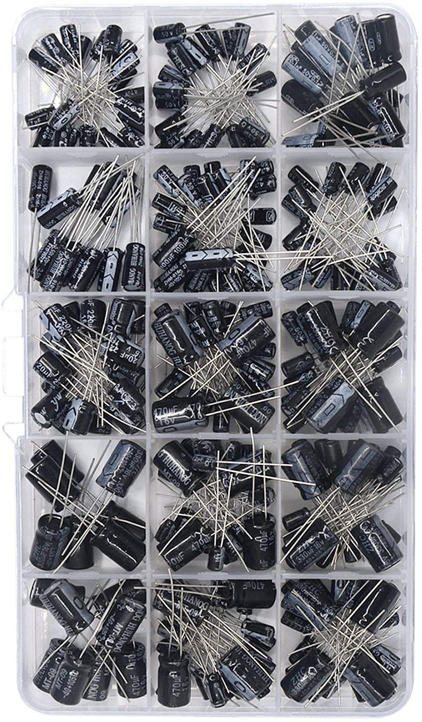 ARCELI 300pcs 15Value Electrolytic Capacitor Range 0.1uF to 470uF Capacitor Assortment Kit - Image 2