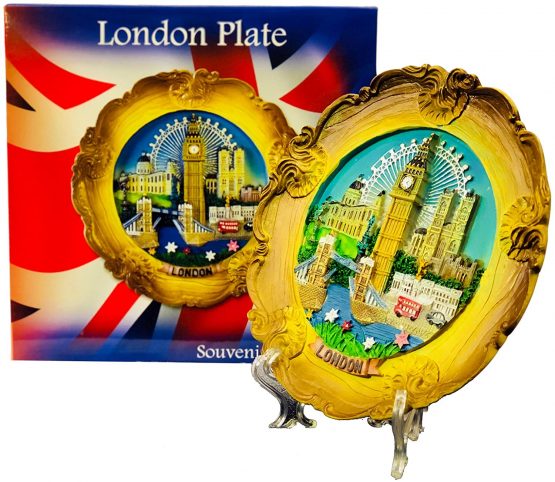 Wood Style Decorative Plate Detailing London Skyline: Big Ben, Tower Bridge and London Eye etc (Small Ornate) - Image 4