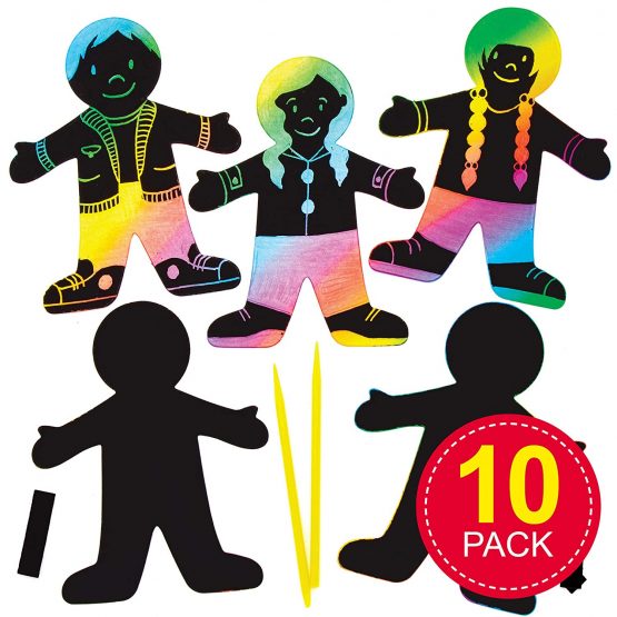 Baker Ross Person Scratch Art Magnets — Ideal for Kids' Arts and Crafts, Educational Toys, Gifts, Keepsakes and More (10 Pack),AT391 - Image 2
