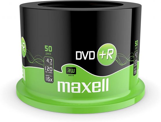 Maxell DVD+R 4.7 GB 16X 120 Min Video - Matt Silver (50 Disk - Spindle)