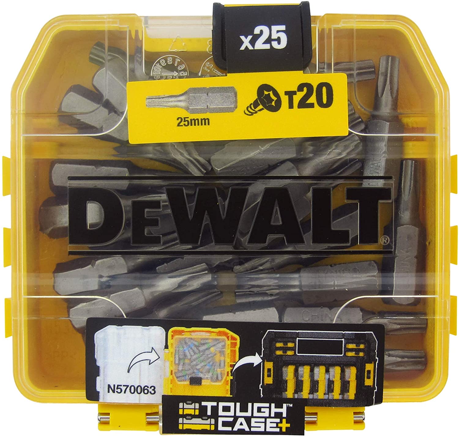DEWALT DT7961-QZ Tic Tac Box with 25xT20 25mm, Multi-coloured, 25 mm