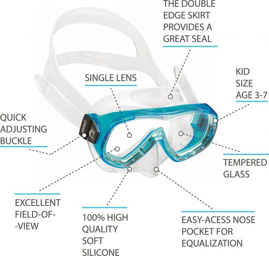 Cressi Unisex Children's Piumetta Snorkeling Mask, Transparent/Aquamarine, One Size - Image 2