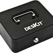 Deskit 6 Inches Cash Box with 2 Keys and Cash Tray for Petty Cash – Keeping Your Money Safe On The Go (Black)