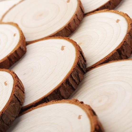 Fuyit Wood Slices 30 Pcs 5-6cm Drilled Hole Natural Unfinished Log Wooden Circles for DIY Crafts Wedding Decorations Christmas Ornaments with Free Gifts - Image 3