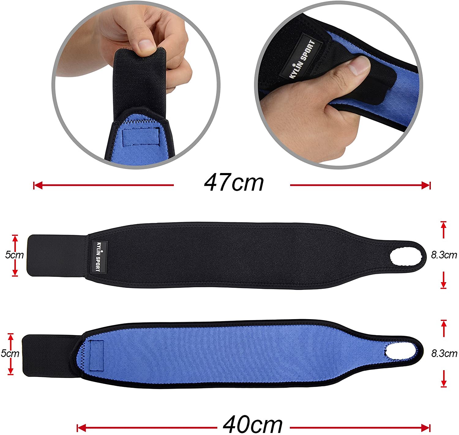 KYLIN SPORT Pair of Adjustable Wrist Support Brace for Tennis Basketball Badminton Cycling Gym Fitness - Image 3