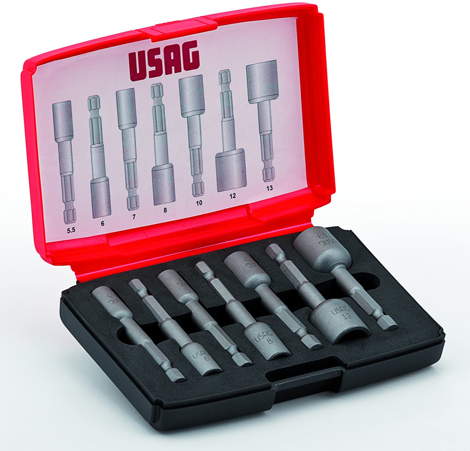 USAG U06640015 - 664 B/S7 - Assortment with magnetic socket bits for hexagonal screws (7 pcs.) - 1/4", Multicoloured