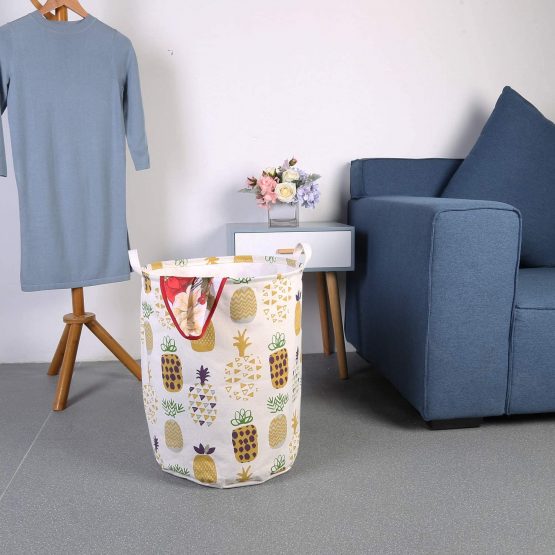 LessMo 2 Pcs 17.7" Laundry Basket, Foldable Laundry Basket Storage Sorter, Drawstring Waterproof Closure for Dust-proof, for Room, Large Cotton and Linen Fabric - Image 2