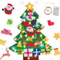 Xndryan Felt Christmas Tree, 3.28ft DIY Christmas Tree Felt Xmas Tree with LED String Lights 30Pcs Ornaments, Wall Mount Christmas Tree Children's Felt Christmas Tree, Funny Xmas Gifts for Kids