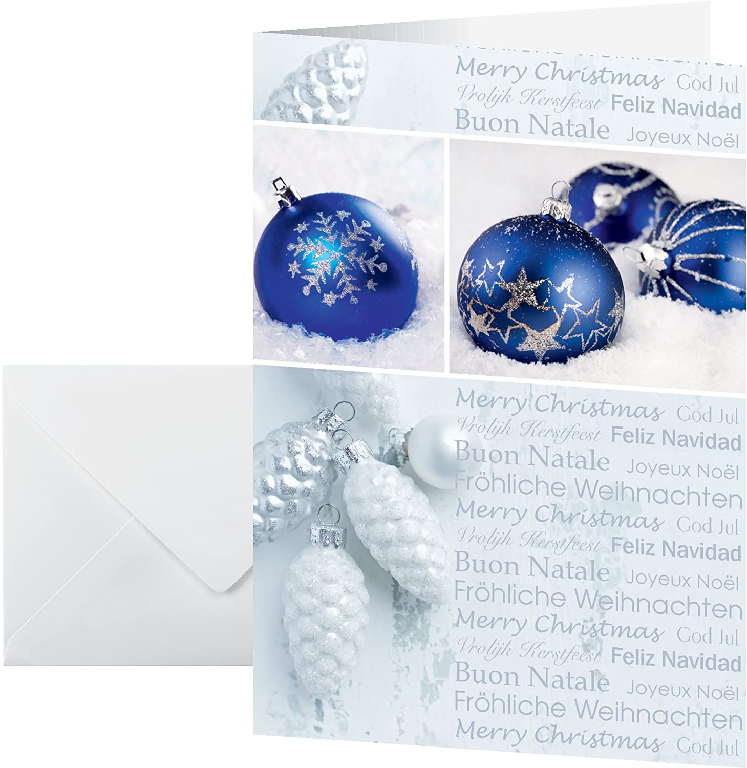 SIGEL DS057 Christmas Greeting Card "Seasons Greetings", A6 (A5), blank, 25 Pieces incl. 25 envelopes, easy to print