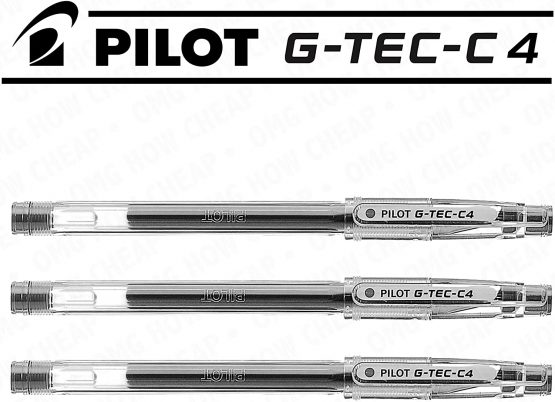 G-Tec-C4 - Ultra Fine 0.4mm Microtip Gel Pen - Pack of 3 - Black