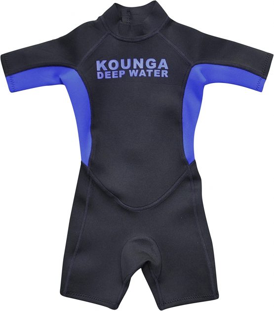 Kounga Kid's Deep Water Neoprene Shorty Wetsuit, Black/Blue, Size 4