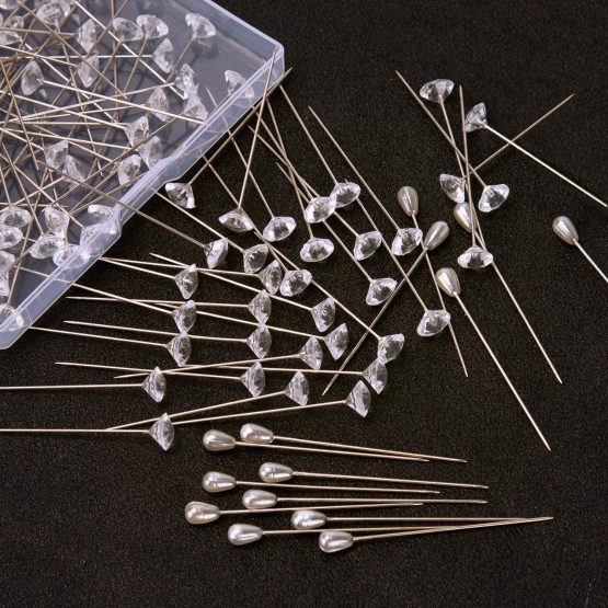AIEX 320Pcs 4 Styles Pearl Head Pins Crystal Head Corsage Pins Straight Head Pins for Banquet Wedding Party Anniversary Decorations - Image 4