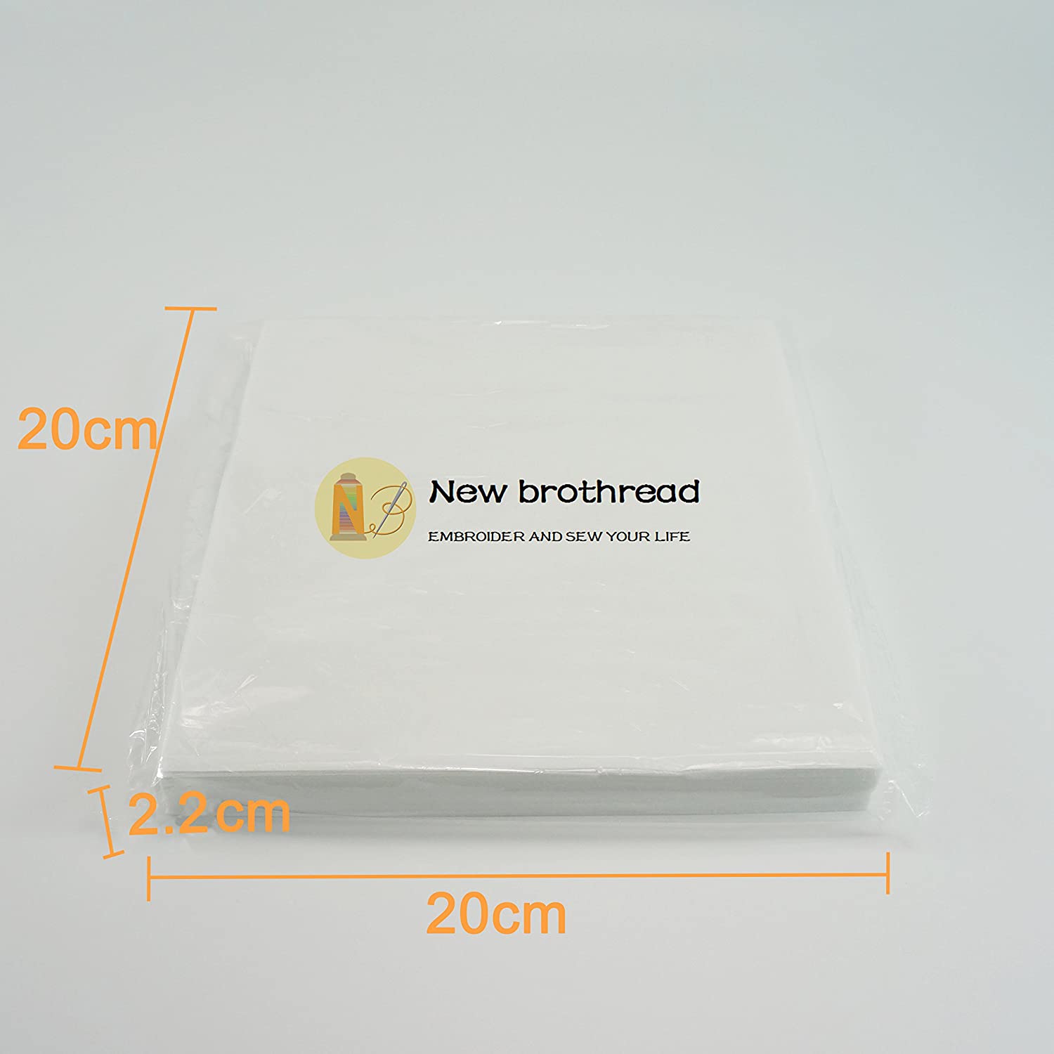 New brothread Tear Away Machine Embroidery Stabilizer Backing 8"x8" (20cmx20cm), 100 Precut Sheets - Image 2