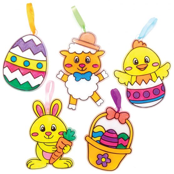 Baker Ross AT515 Easter Suncatcher Ornaments - Pack of 10, Fun Plastic Designs For Children To Colour In And Decorate - Image 3