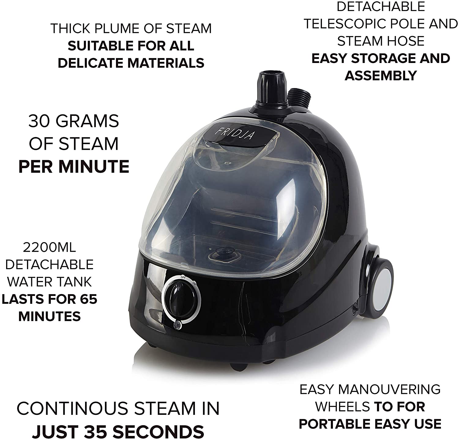 FRIDJA f1000 Professional Vertical Garment/Steamer Ideal for Suits and Delicate Materials