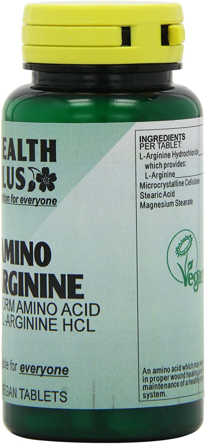 Health Plus Amino L-Arginine HCL 500mg Amino Acid Supplement - 90 Tablets, Natural, 90 count (Pack of 1) - Image 2