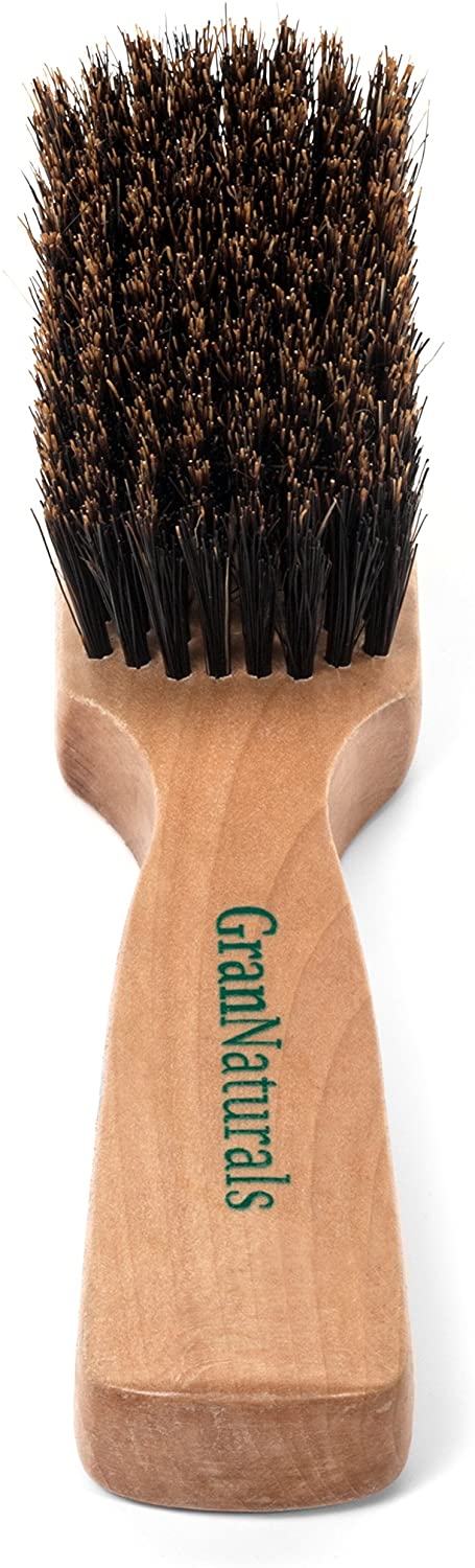 GranNaturals Mens Boar Bristle Hairbrush - Natural Wooden Club Style Hair Brush - Styling Beard Brush for Men with Thin or Thick Hair