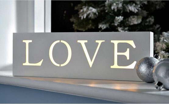 WeRChristmas Pre-Lit LED Love Sign Christmas Decoration, Wood, 38 cm - White - Image 3