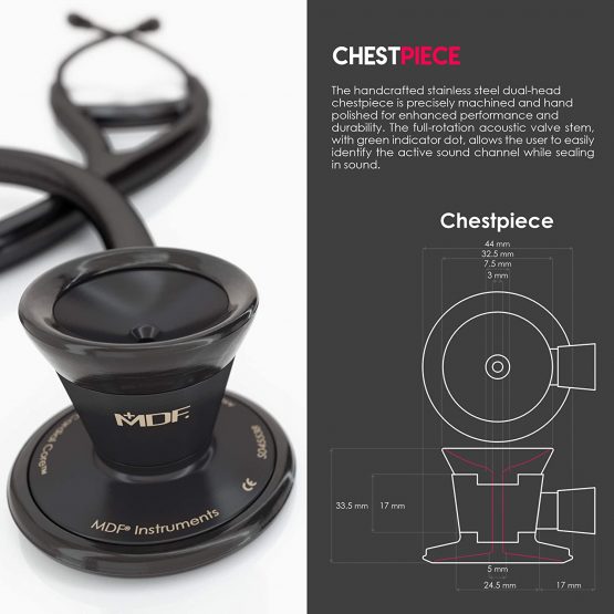 MDF ProCardial Cardiology Stethoscope, Adult, Dual Head, Free-Parts-for-Life, MDF797 (Black (NoirNoir), Titanium) - Image 3