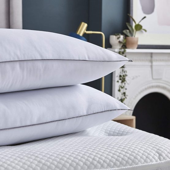 Silentnight Luxury Ultrabounce Pillow Pair – Pack of 2 Soft/Medium Support Bed Pillows with Luxurious Stitched Edging - Comfy Hypoallergenic Machine Washable - Image 4