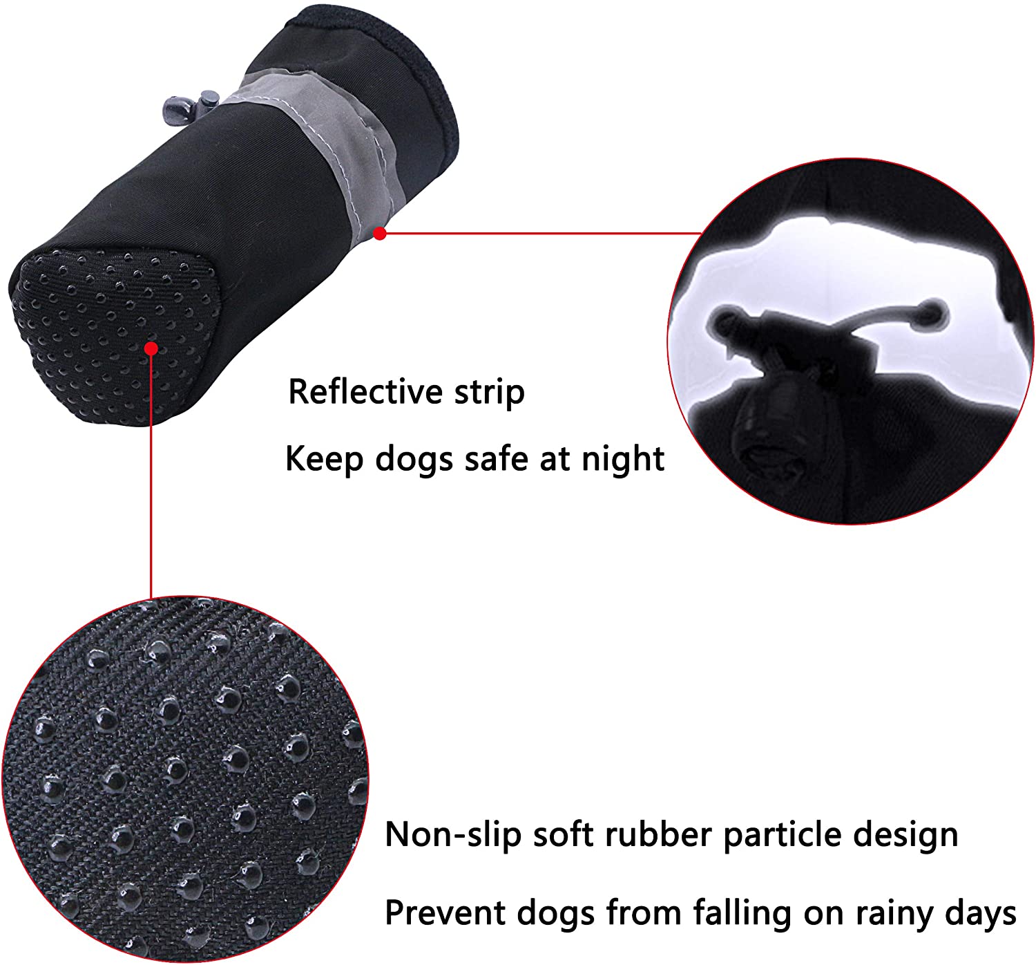 YAODHAOD Dog Shoes,Anti Slip Dog Boots Paw Protector, These Comfortable Soft Soled Dog Shoes are with Reflective Straps - Image 4