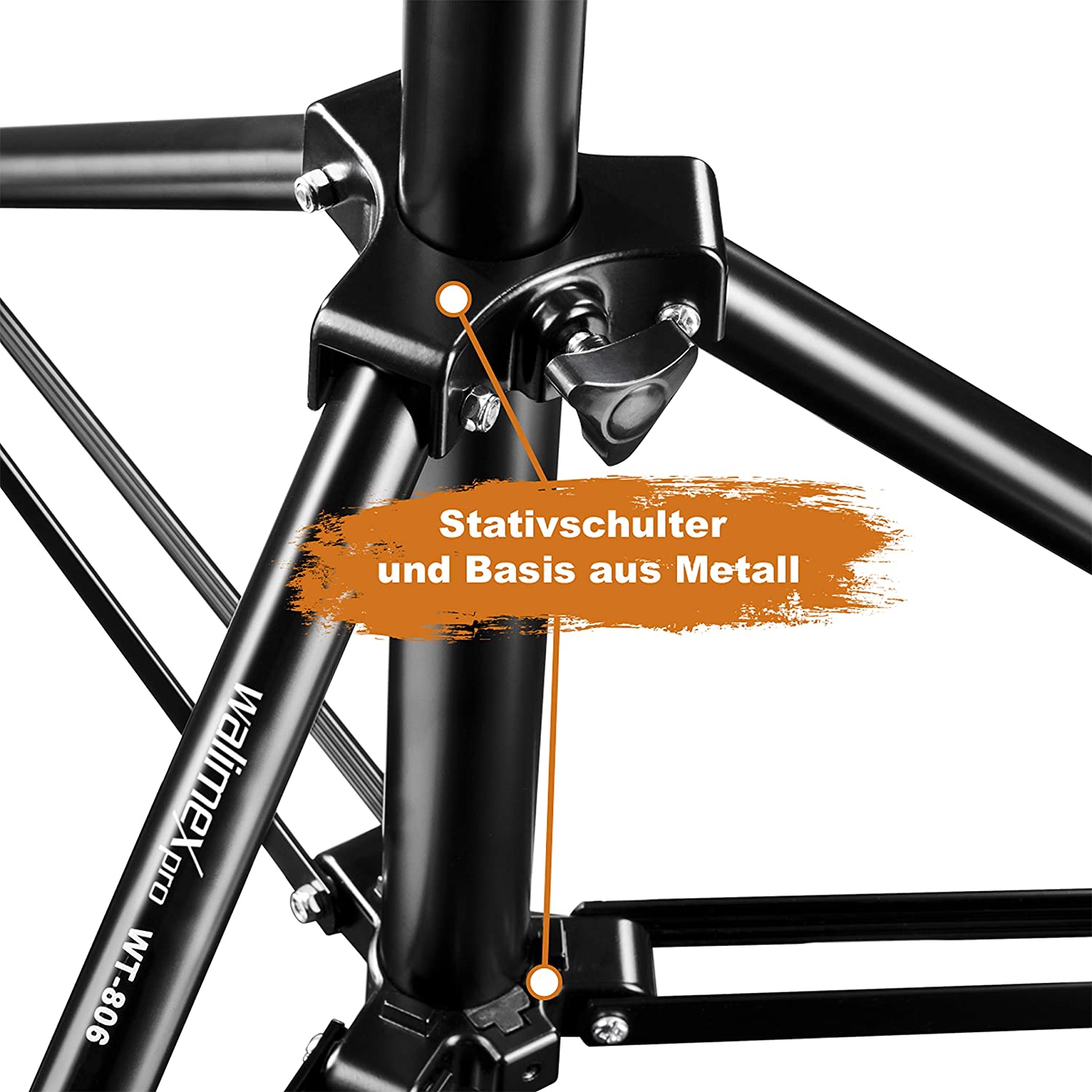 Walimex pro 3x lamp tripod WT-806 with spring damping I height max. 256cm I stable light tripod loadable up to 6kg I lighting tripod for ring light reflector - Image 4
