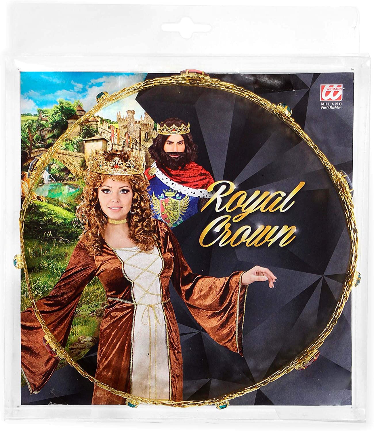 Widmann 09561 - Royal Crown with Gemstones, Jewellery, Headpiece, King, Carnival, Theme Party, Gold - Image 2