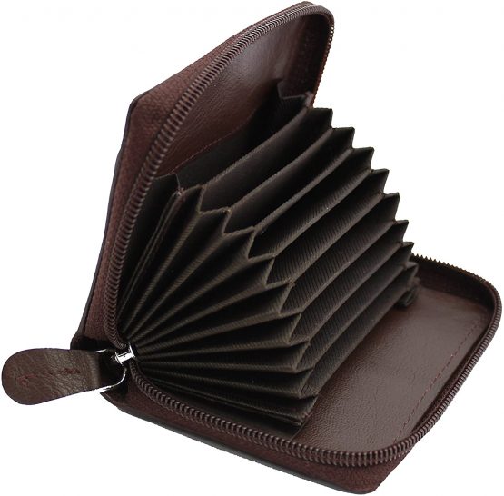STARHIDE Womens Small Leather Fan Concertina Palm Credit Card Holder 1234 (Brown) - Image 2