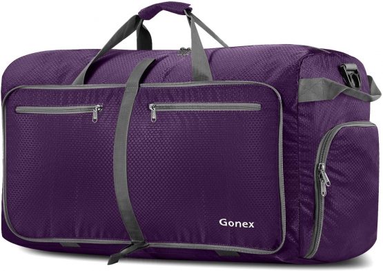 Gonex 100L Travel Duffel Bag Foldable Water Resistant Travel Bag Lightweight Duffel Bag with Big Capacity for Luggage Gym Sports Purple