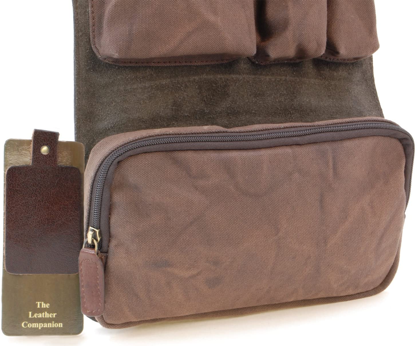 Ashwood - Men's Travel Toiletry Bag - Leather and Canvas - Medium Wash Bag - Hanging Cosmetic Case - Hammersmith 7010 - Tan - Image 4
