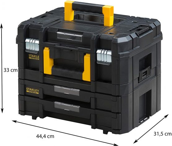 Stanley FatMax Tstak Combination Toolbox - 21.5 L Includes Box with 2 Drawers and Metal Clips - Pack of 1 - FMST1-71981 - Image 4