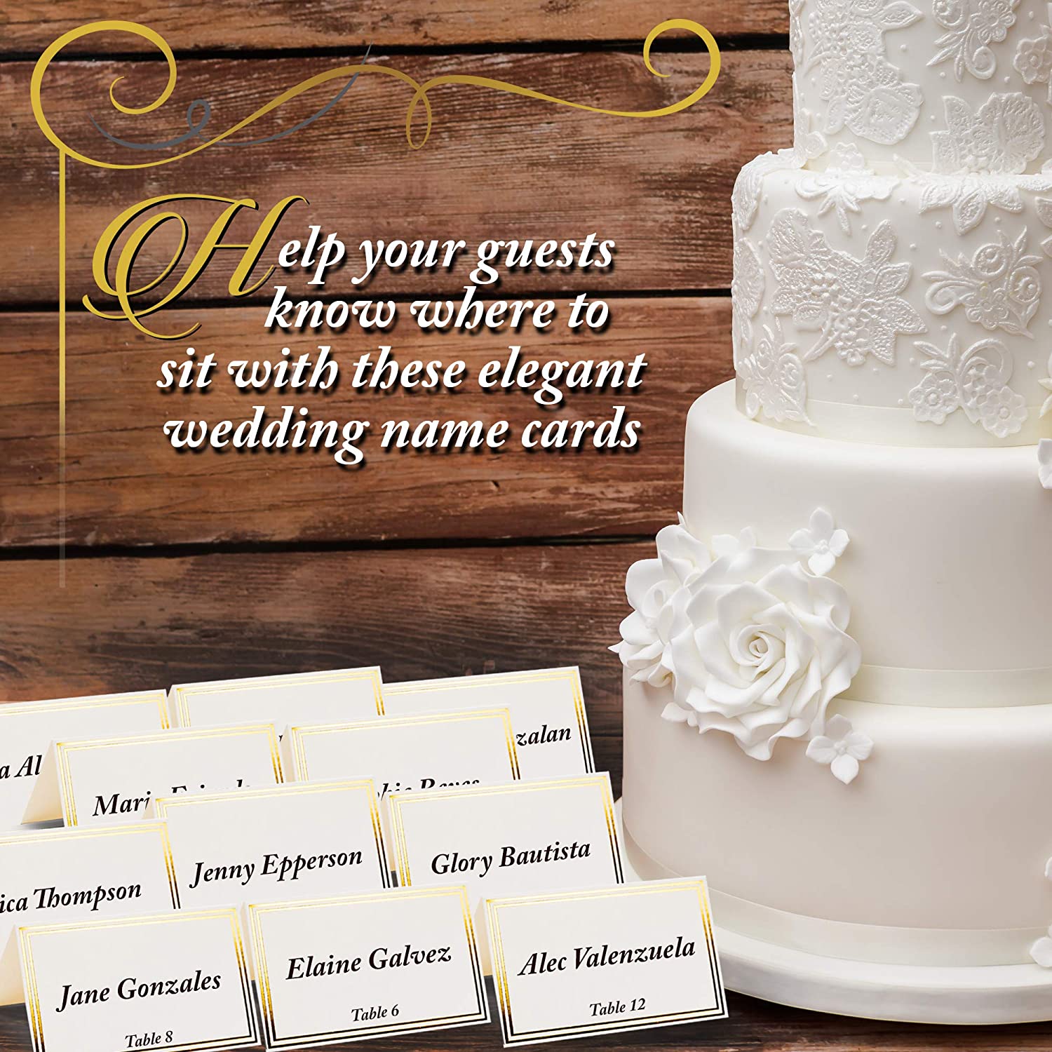 THE TWIDDLERS 200 Pack of Wedding Name Place Cards - Image 3