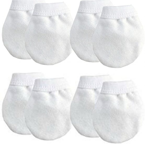 Soft Touch 100% Cotton Baby Anti Scratch Mittens - 4 Pack
